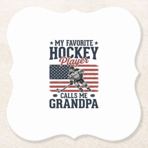 Posavasos De Papel Jugador de Hockey Favorito Me Llama Abuelo Vintage