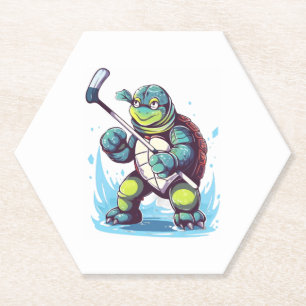 Posavasos De Papel Jugador de hockey sobre hielo Tortuga Palo de hock