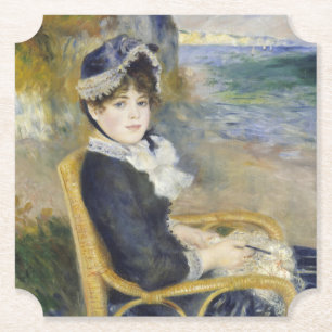 Posavasos De Papel Junto al mar, retrato al óleo, Renoir