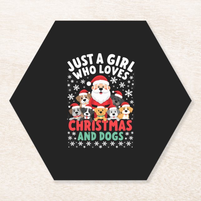 Posavasos De Papel Just A Girl Who Loves Christmas And Dogs Holiday X (Anverso)