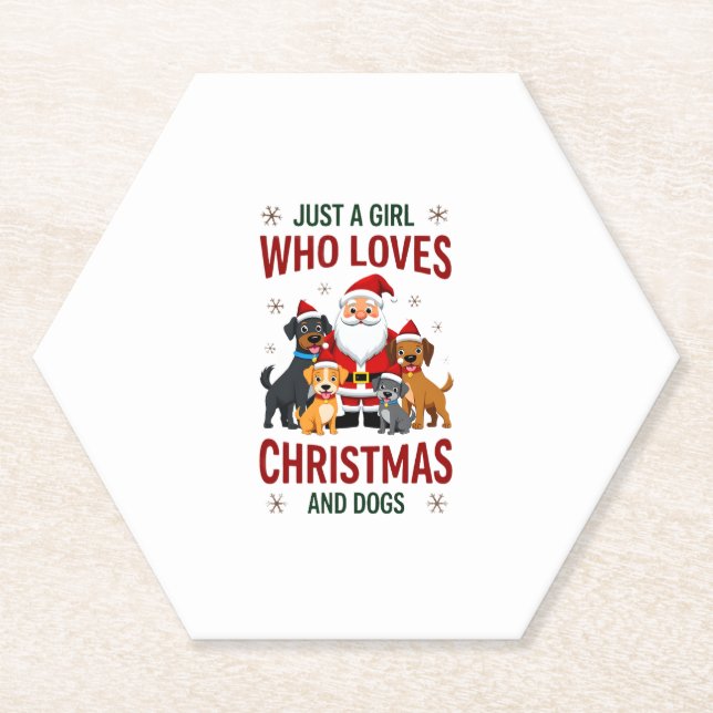 Posavasos De Papel Just A Girl Who Loves Christmas And Dogs Holiday X (Anverso)