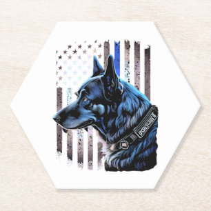 Posavasos De Papel K9 Pastor de Policía Alemana Perro Bandera delgada