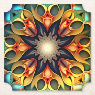 Posavasos De Papel Kaleidoscope Mandala Flower Design-23091