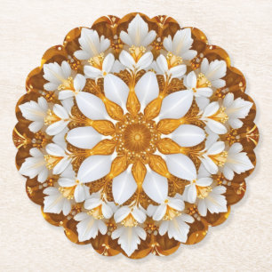 Posavasos De Papel Kaleidoscopio con copo de nieve dorado