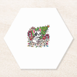 Posavasos De Papel Kawaii Anime Navidades de Frenchie Perro gracioso