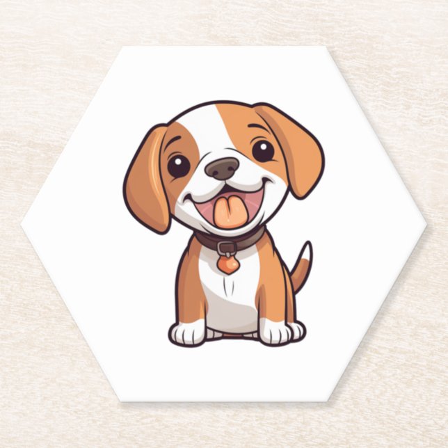 Posavasos De Papel Kawaii Beagle Puppy (Anverso)