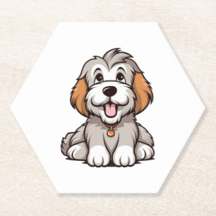 Posavasos De Papel Kawaii Beared Collie Puppy