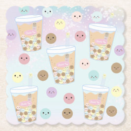 Posavasos De Papel Kawaii Cute Bubble Pearl Tea Tapioca Boba