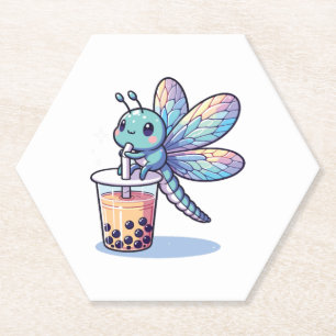 Posavasos De Papel Kawaii Dragonflies Bubble Tea Boba Dragonfly