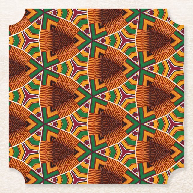 Posavasos De Papel Kente Geometrics Kwanzaa Afrocentric (Anverso)