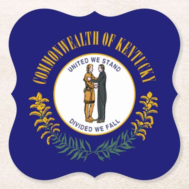 Posavasos De Papel Kentucky: Bandera estatal de la Commonwealth de Bl (Anverso)
