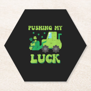 Posavasos De Papel Kids St Patricks Day Bulldozer Pushing My Luck Sai