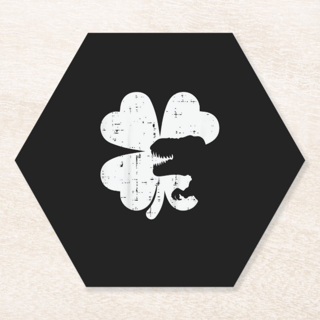 Posavasos De Papel Kids St Patricks Day Dino Shamrock Saint Paddys Tr (Anverso)