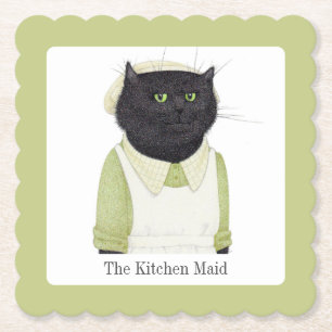 Posavasos De Papel KITCHEN MAID CAT Scallopre Astras cuadradas + text
