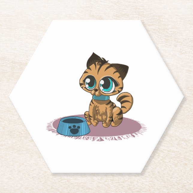 POSAVASOS DE PAPEL KITTEN DE OJOS AZULES MARRÓN SOBRE UNA MAT PURPLE (Anverso)