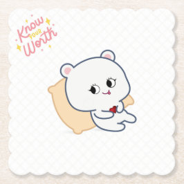 Posavasos De Papel Know Your Worth Cute Bear Coaster