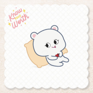 Posavasos De Papel Know Your Worth Cute Bear Coaster