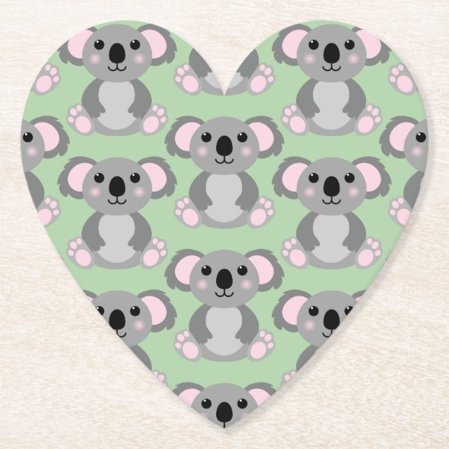 Posavasos De Papel Koala Bear Baby Shower Green Gender Neutral (Anverso)