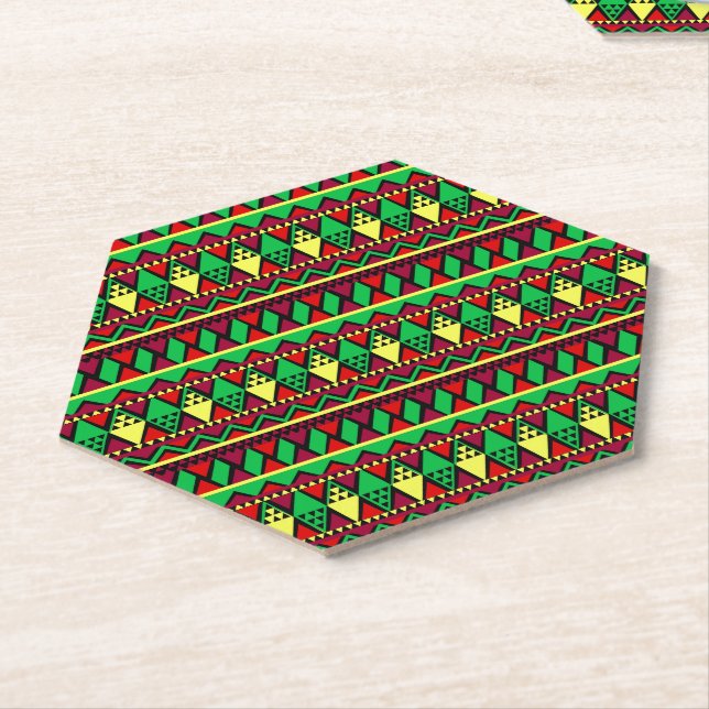 Posavasos De Papel Kwanzaa Verde amarillo rojo negro (En perspectiva)