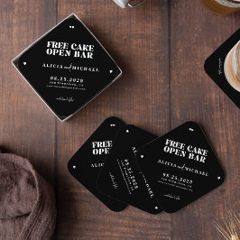 Posavasos De Papel La boda moderna y divertida de bar abierto ahorra