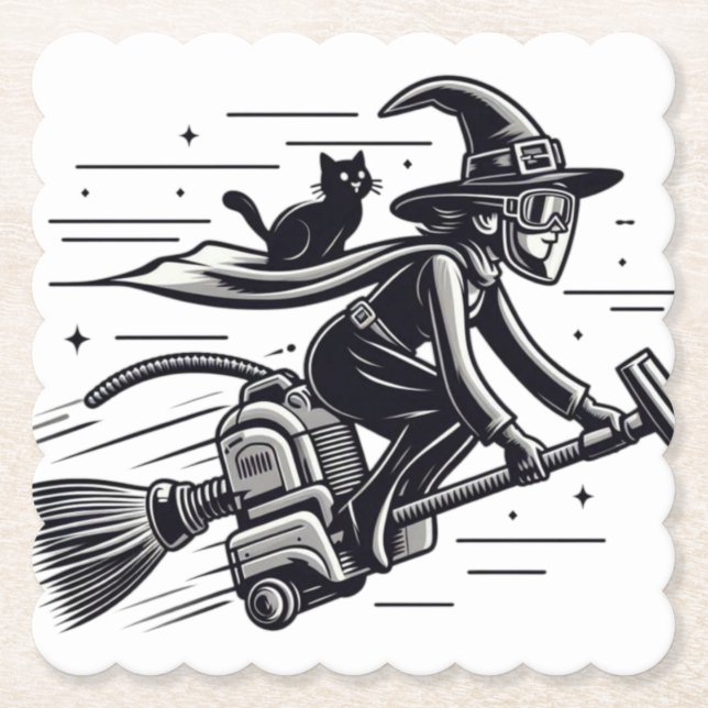 Posavasos De Papel ¡La bruja se escapa de Halloween terriblemente ráp (Anverso)