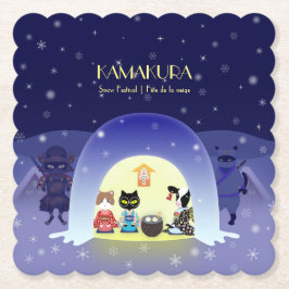 Posavasos De Papel La celebración de nieve de Edo-Neko