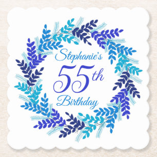 Posavasos De Papel La elegante guirnalda azul 55ª de papel de cumplea