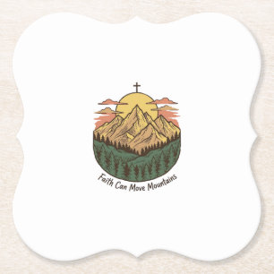 Posavasos De Papel La Fe Puede Mover Montañas Camiseta Vintage de Mon