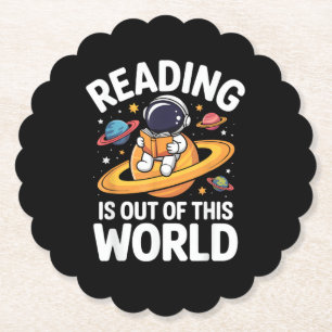 Posavasos De Papel La lectura es divertida libros de espacio fuera de