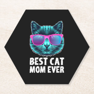 Posavasos De Papel La Mejor Mamá de Gatos Divertidos Lentes Divertido
