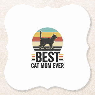 Posavasos De Papel La Mejor Mamá de Gatos Vintage Gato Negro Diseño R