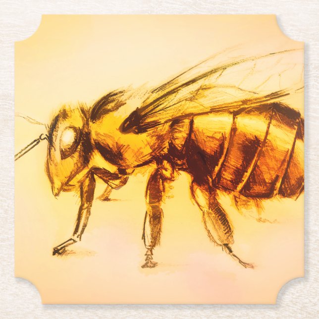 Posavasos De Papel La montaña rusa de forma de abeja amarilla, el dib (Anverso)