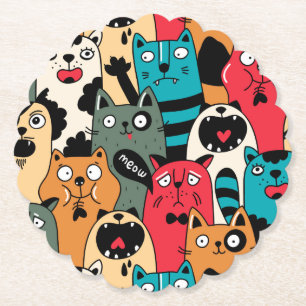 Posavasos De Papel La multitud de gatos