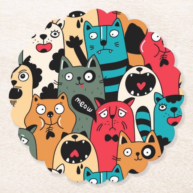 Posavasos De Papel La multitud de gatos (Anverso)