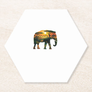 Posavasos De Papel La naturaleza del Elefante Africano Sunset Safari 