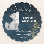 Posavasos De Papel La pequeña ducha con temática de lobo favorece la<br><div class="desc">Baterías personalizadas con la temática de los lobos pequeños,  un cachorro de lobo oscuro estrellado de fondo de noche de la ducha de bebé favores.</div>