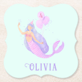 Posavasos De Papel La sirena bajo el mar Edad Chica de cumpleaños azu