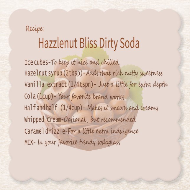 Posavasos De Papel La sucia soda Hazelnut Bliss Coaster (Anverso)