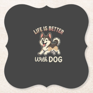 Posavasos De Papel La vida es mejor con caricaturas de perros