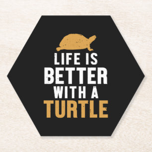 Posavasos De Papel La vida es mejor con la tortuga pintada