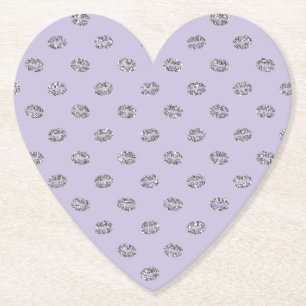 Posavasos De Papel Labios Cumpleaños Purpura Brillante Plateado