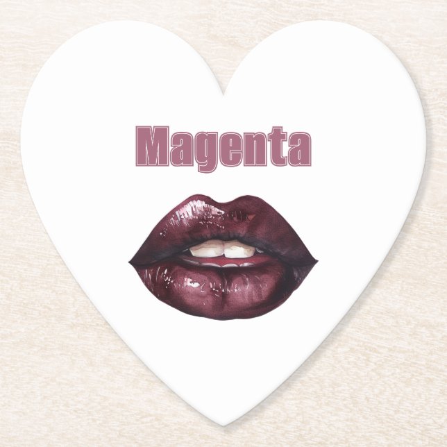 Posavasos De Papel Labios Rojo Burdeos Magenta (Anverso)