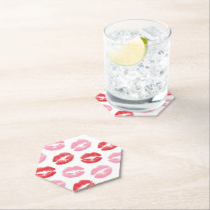 Posavasos De Papel Labios rojos y rosados, patrón de labios, labios, 