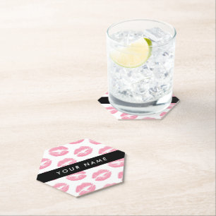 Posavasos De Papel Labios rosados, besos, pintalabios, tu nombre, per