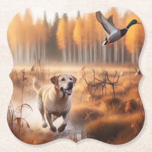 Posavasos De Papel Labrador/perro en la caza de pato en otoño