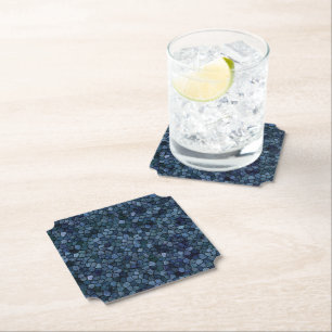 Posavasos De Papel Laguna Azul Medianoche Emparchado Terrazo Patchwor