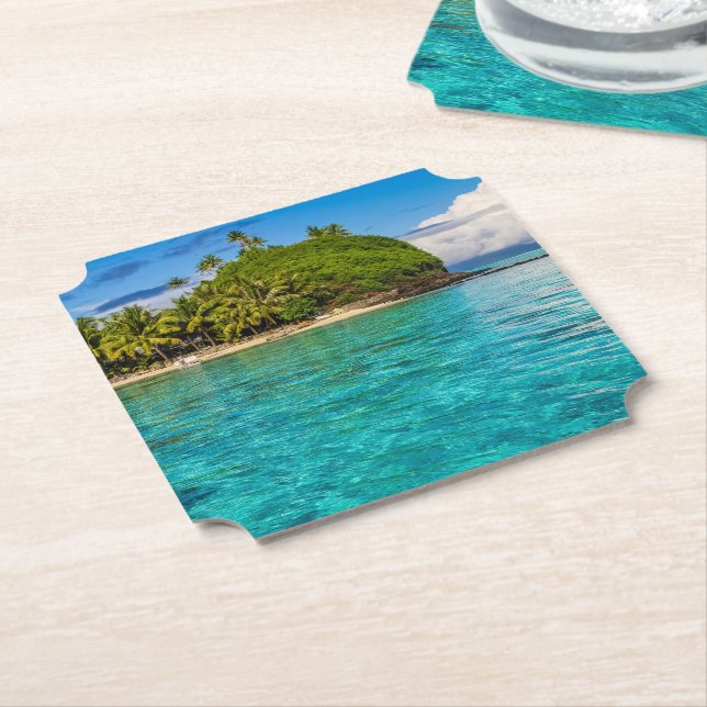 Posavasos De Papel Laguna de Bora Bora (En perspectiva)
