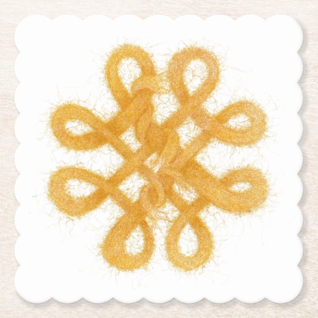 Posavasos De Papel Láminas de papel cuadrado de KNOT con CELTIC ORO (Anverso)
