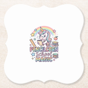 Posavasos De Papel Lápiz de Unicornio Escuela Mágica Pegatina Adorabl