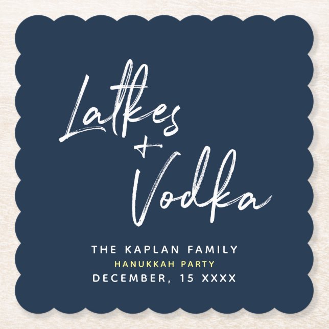 Posavasos De Papel Latkes de la escritura de Jánuca y prácticos de (Anverso)